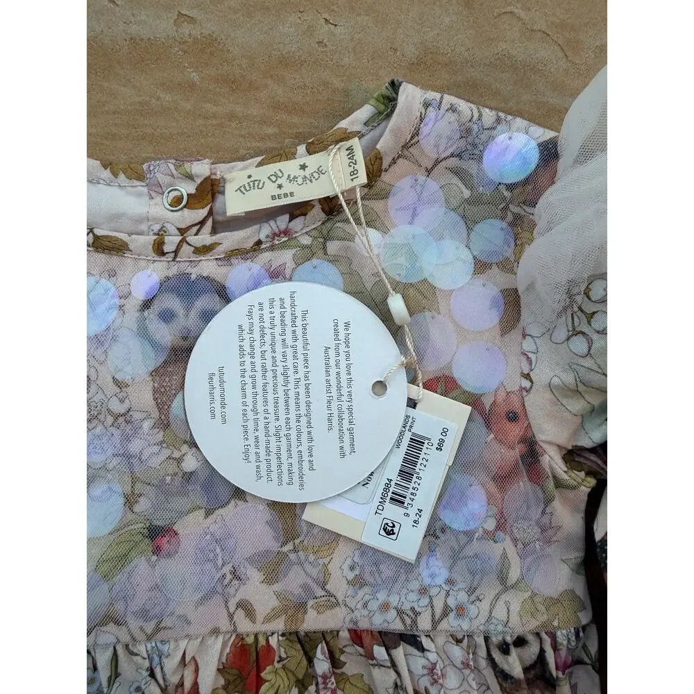 Tutu Du Monde Bebe Infant Girl Floral Woodland Sequin Romper 18-24 Months